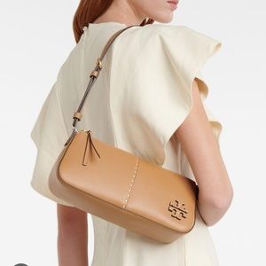 Tory Burch McGraw Wedge Leather Shoulder Bag- Tiramisu